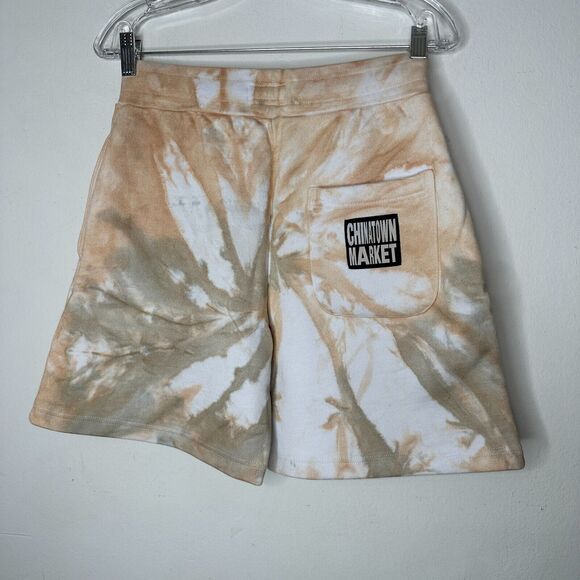 Chinatown Market Beige Tie Dye Island Arc SweatShorts Side and Back Pocket S - Picture 5 of 13